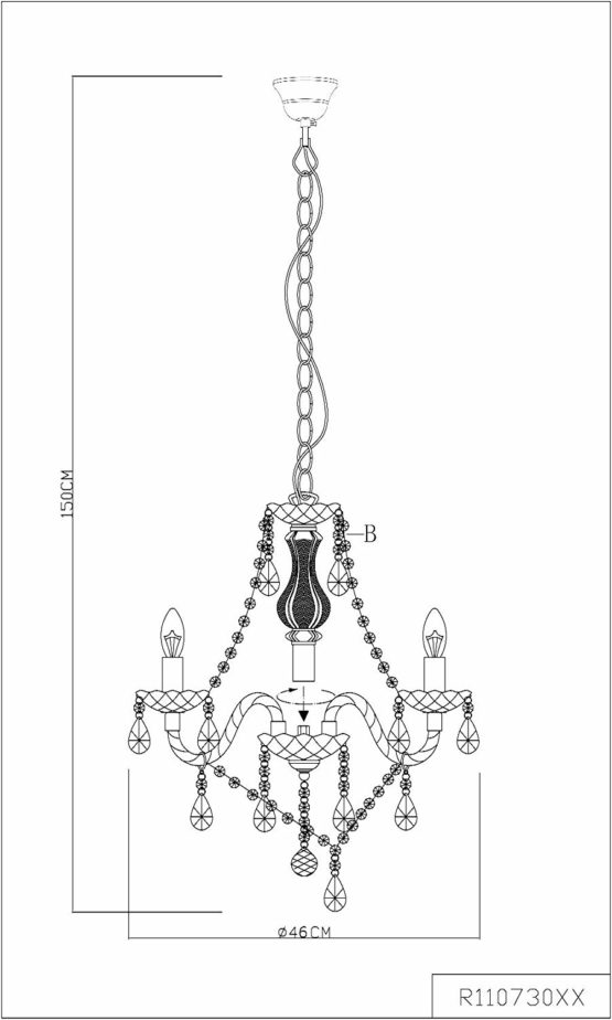 Reality Chandelier Luster, Chrome, E14 (Small Edison Screw) - Image 2