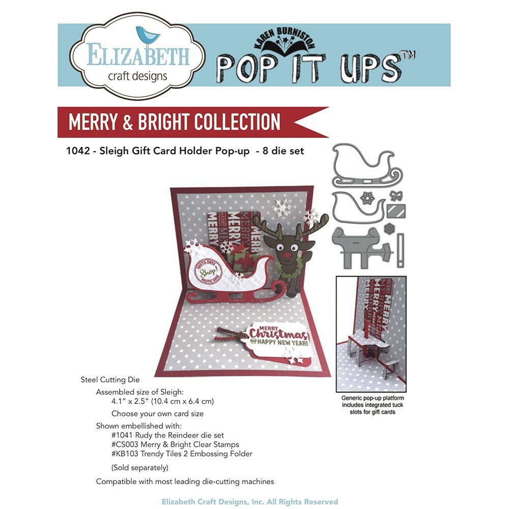 Elizabeth Craft Designs Elizabeth Craft Pop It Up Metal Dies by Karen Burniston-Sleigh Gift Card Holder, Grey