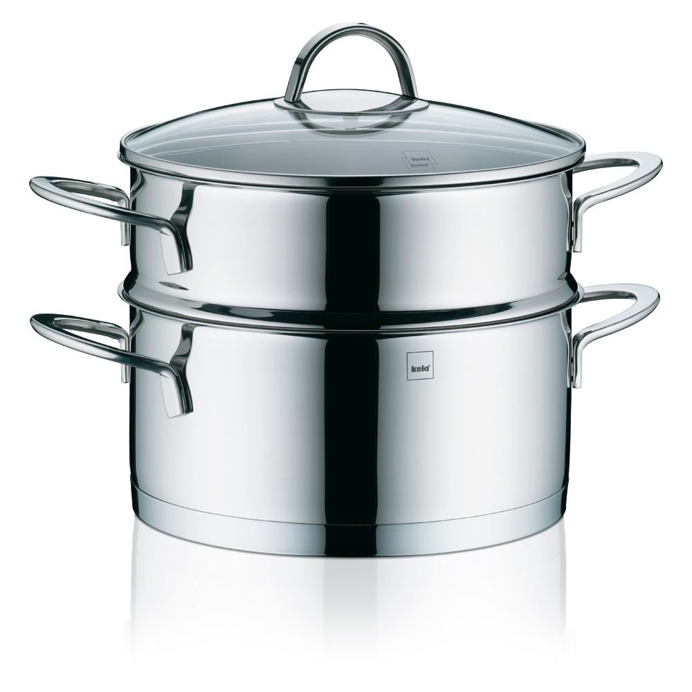 Kela 10994 Universal Steamer with Glass Lid, Stainless Steel, Suitable for Induction Diameter: 20 cm, 3.0 L Cailin