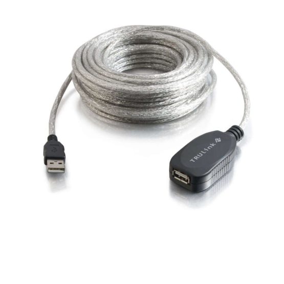 C2G 12M Active-USB 2.0 A Male to USB 2.0 A Female Black Active USB Extension Cable, Long Distance USB Extension Lead - Image 2