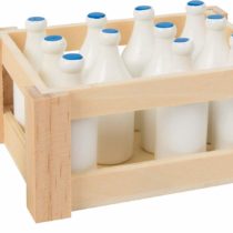 small foot 7062 wooden mini milk bottles, in a nostalgic wooden box, set of 12, from 3 years old