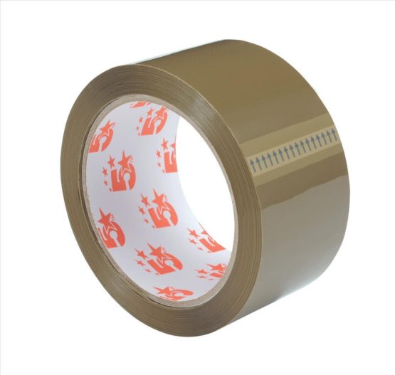 5 Star Office Packaging Tape Polypropylene 50mm x 66m Buff [Pack 6]