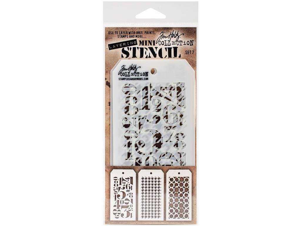 Stampers Anonymous Tim Holtz Mini Layered Stencil Set #7,8.61x21x0.2 cm, Multicoloured