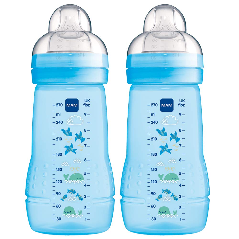 MAM Easy Active Baby Bottle with MAM Fast Flow Teats Twin Pack of Baby Bottles, 