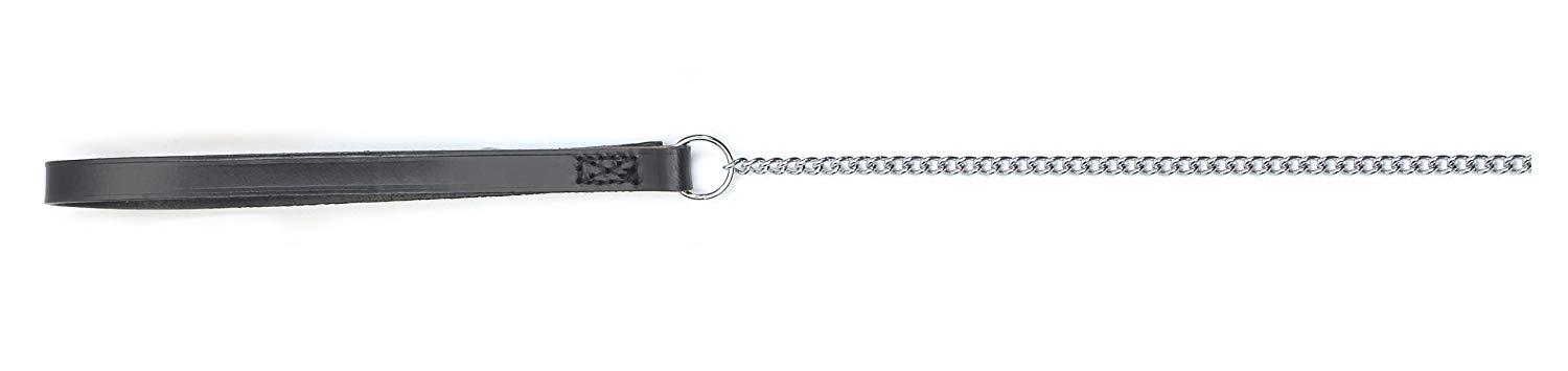 Ancol Heritage Fine Chain Dog Lead Black with Leather Handle