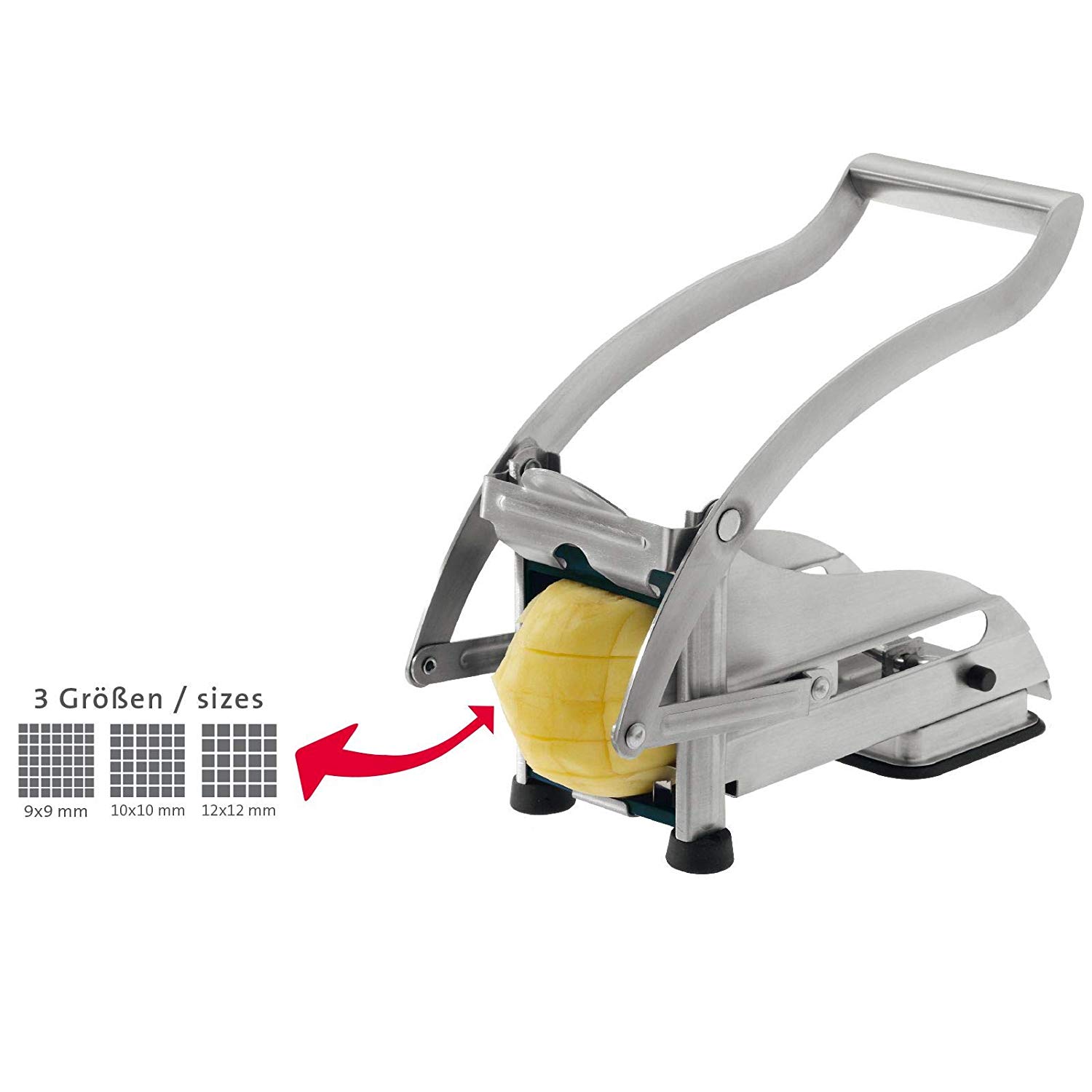 Westmark Potato Chipper And Produce Slicer With Three Stainless Steel Cutting Inserts And Indentors, Pomfri-Perfect, Silver, 11812260 - Image 3