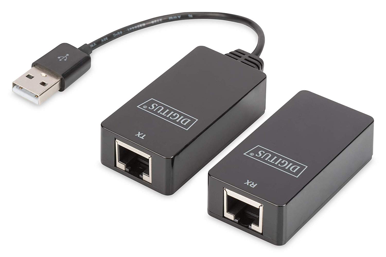 DIGITUS USB Extender - Range 45 m - USB 1.1 - UTP, STP & S-FTP network cable from Cat-5 - Plug & Play - Black - Image 2