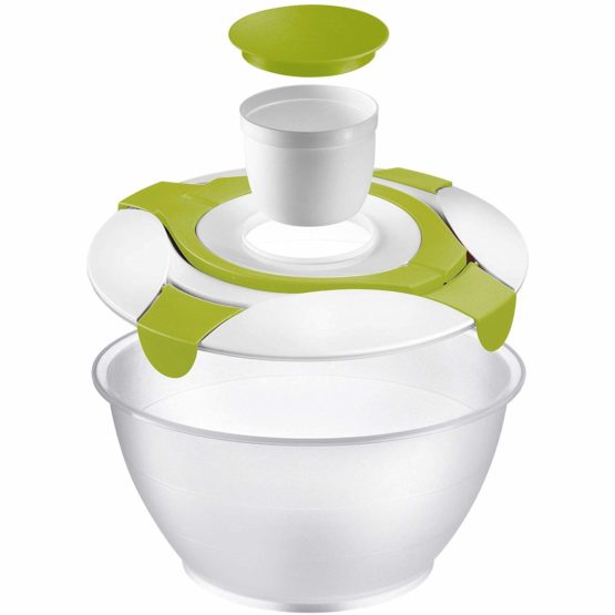 Westmark Salad Butler Bowl With Handles And Dressing Container, Volume: 6.5 Litres, Plastic, Praktika, Transparent/White/Green, 2422227A - Image 2