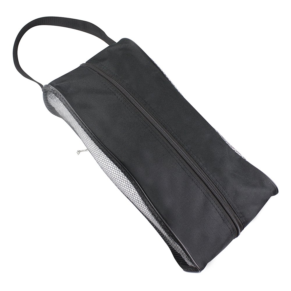 eBuyGB Large Golf Shoe Boot Bag with Mesh Panel and Golf Club Zipper Detail, Black - Image 4