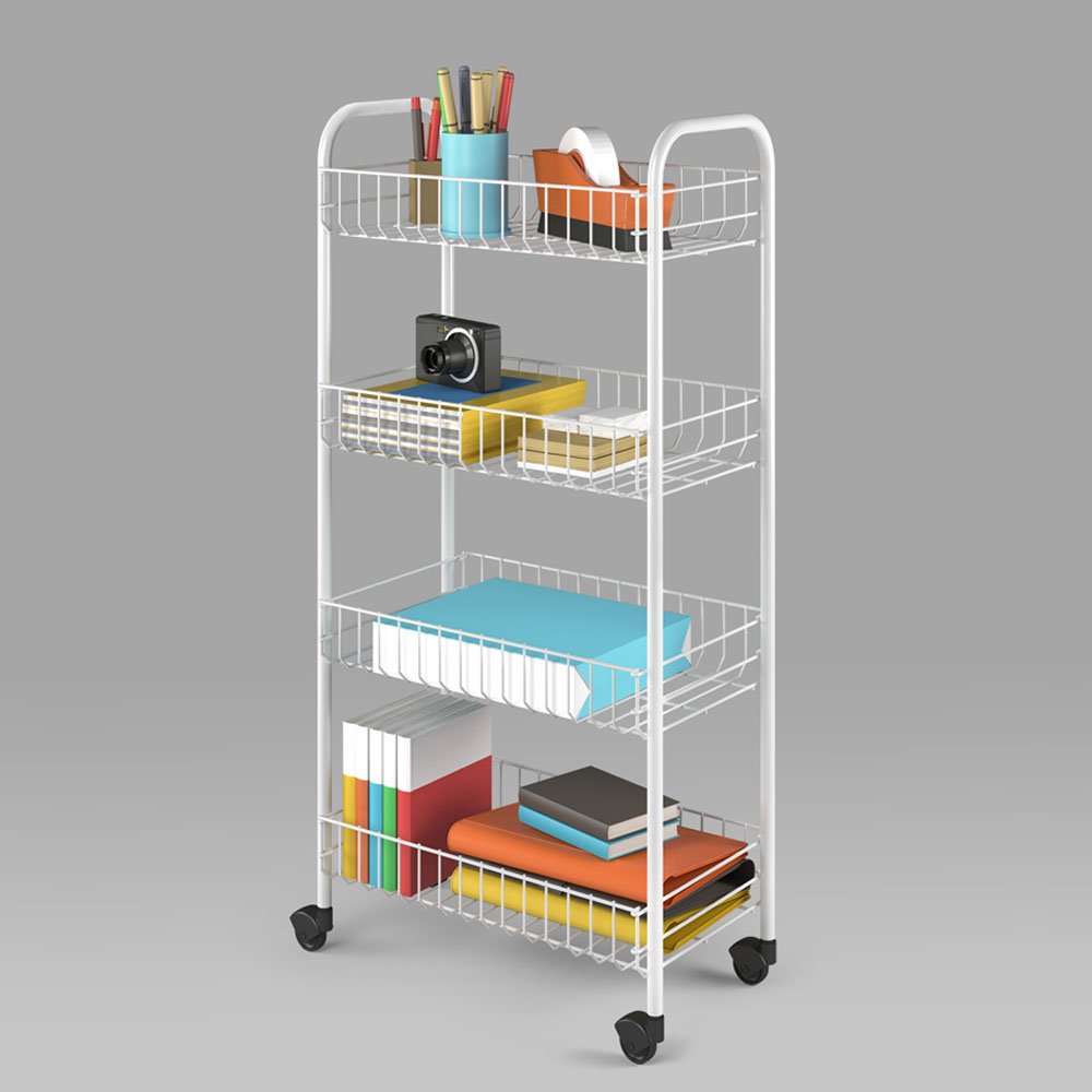 Metaltex Service Trolley Pisa with 4 Stages, Metal, White, 41 x 23 x 84 assembled - Image 3