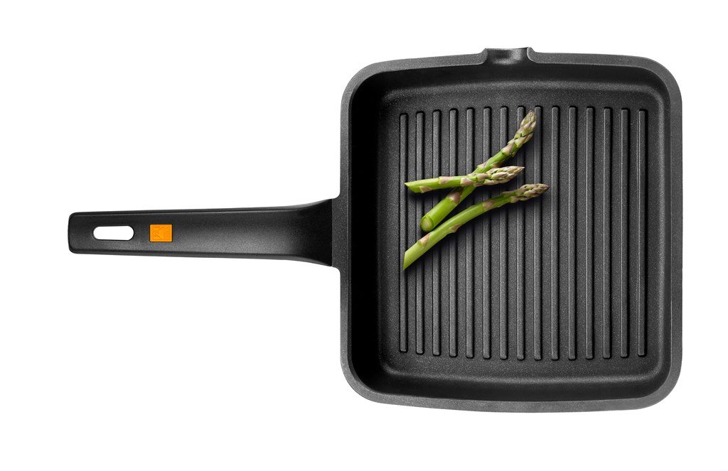 Braisogona Efficient Ribbed Grill Pan, Cast Aluminium, Black, 22 x 22 x 30 cm - Image 2