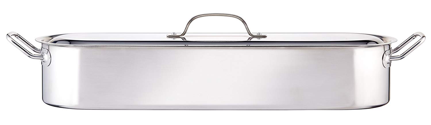 KitchenCraft Fish Kettle, Stainless Steel Induction, Polished, Large, 61.5 x 18.5 x 1.5cm, Silver, 5 Litres