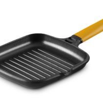 Fundix 27 x 27 cm Nonstick Cast Aluminium Induction Grill Pan with Removable Handle, Orange