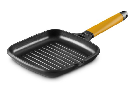 Fundix 27 x 27 cm Nonstick Cast Aluminium Induction Grill Pan with Removable Handle, Orange