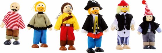 small foot 1955 pirate minidolls in set of 6, made of wood, pirate dolls with movable limbs, from 3 years - Image 2
