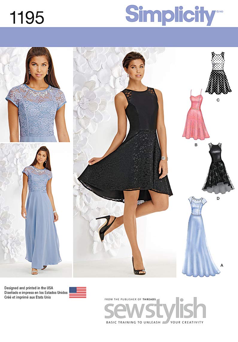 Simplicity 1195 Size D5 4/6/8/10/12 "Misses and Miss Petite Special Occasion Dress Sewing Pattern White, D5 (4-6-8-10-12)