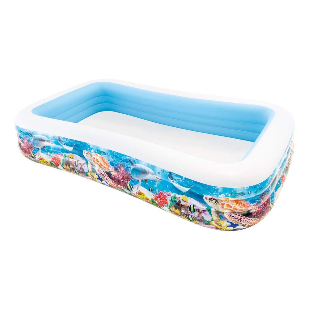 Intex Inflatable Pool Large Ocean Design, 305 x 183 x 56 cm, 1050 Litres, 3 Air Chambers, Drain Plug