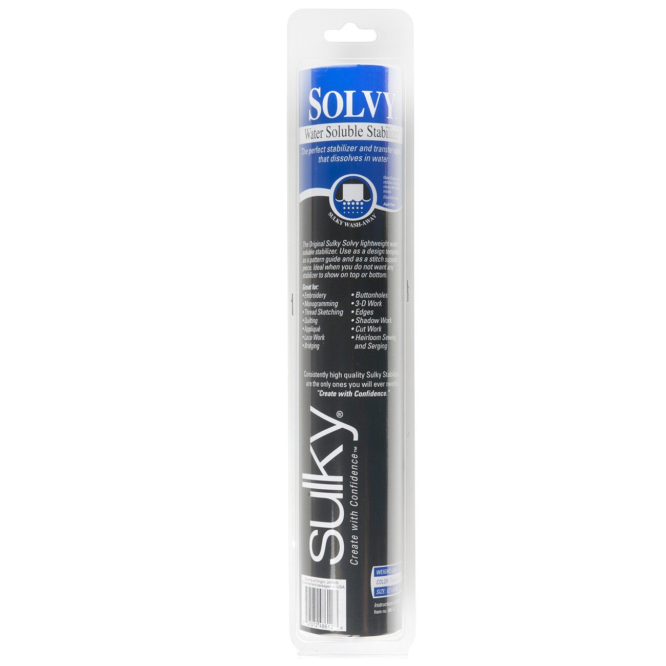 Sulky 12-inch x 9 yd Solvy Water Soluble Stabilizer Roll, Black