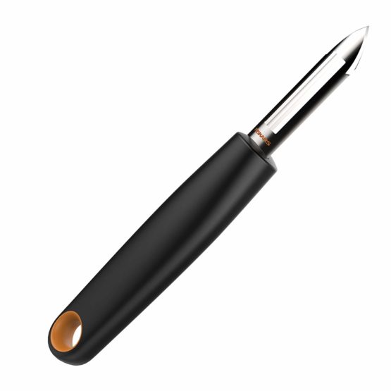 Fiskars Fixed Blade Peeler, Length: 18 cm, Steel/Synthetic Material, Functional Form, Black/Orange, 1014418