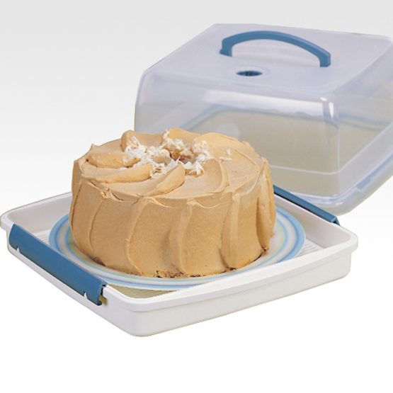 Lock & Lock Square Cake Box-Clear/Blue, 12.6 L - Image 3