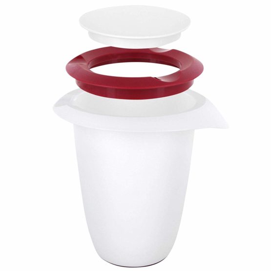 Westmark Mixing Bowl With Two-Part Lid, 1 L, With Spout, Plastic, White/Red, 3151227R - Image 2
