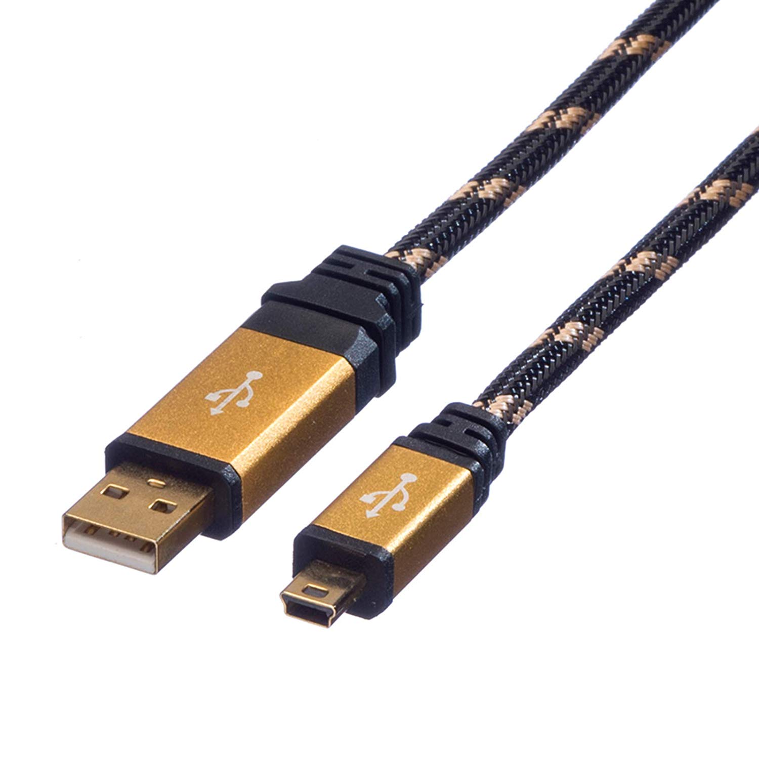 ROLINE Gold Type A Mini USB 2.0 Cable 5-Pin 3 m, Black, Gold, 3m