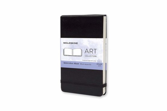Moleskine 9 x 14 cm Pocket Art Collection Watercolour Album, Sketchbook Hard Cover and Elastic Closure Paper Suitable for Water, Colours and Watercolour Pencils, Colour Black, 60 Pages