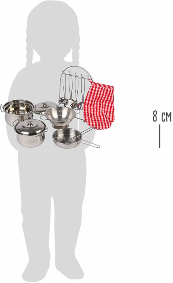 Childrens Toy Metal Cooking Pots, Pans, Oven Glove & Utensils Set - Image 3