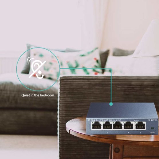 TP-Link TL-SG105 5-Port Gigabit Ethernet Switch, Desktop/Wall-Mount, Steel Case - Image 4