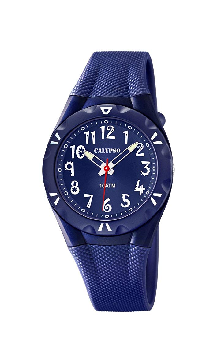 Calypso Unisex Quartz Watch with Blue Dial Analogue Display and Blue Plastic Strap K6064/3, Blue/Blue
