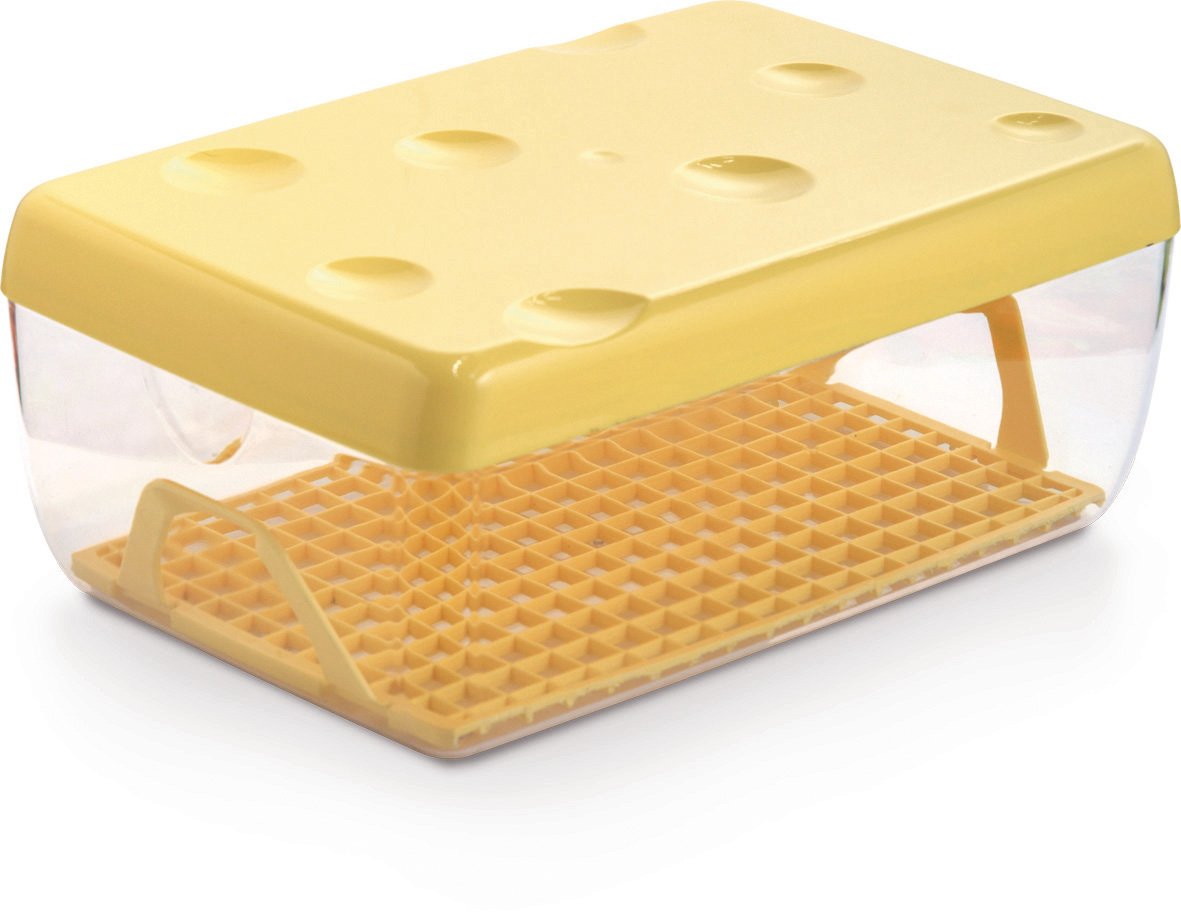Snips Cheese Saver 3 LT, Cheese Container for Fridge Cheese Box With Grid 26x17x10,5 Cm, Yellow Colour, Made In Italy, Bpa Free