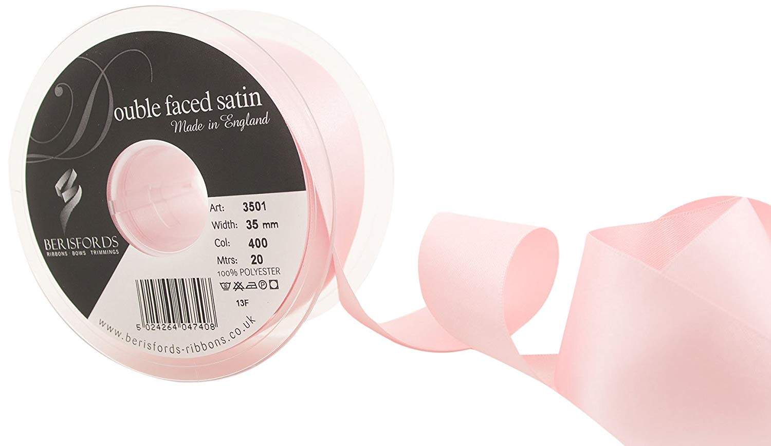 Berisfords Ribbon, 400 Pink Azalea, 20 m, 35 mm