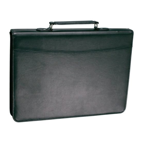 eBuyGB A4 Ring Binder Faux Leather Zipped Conference Folder, Black - Image 2