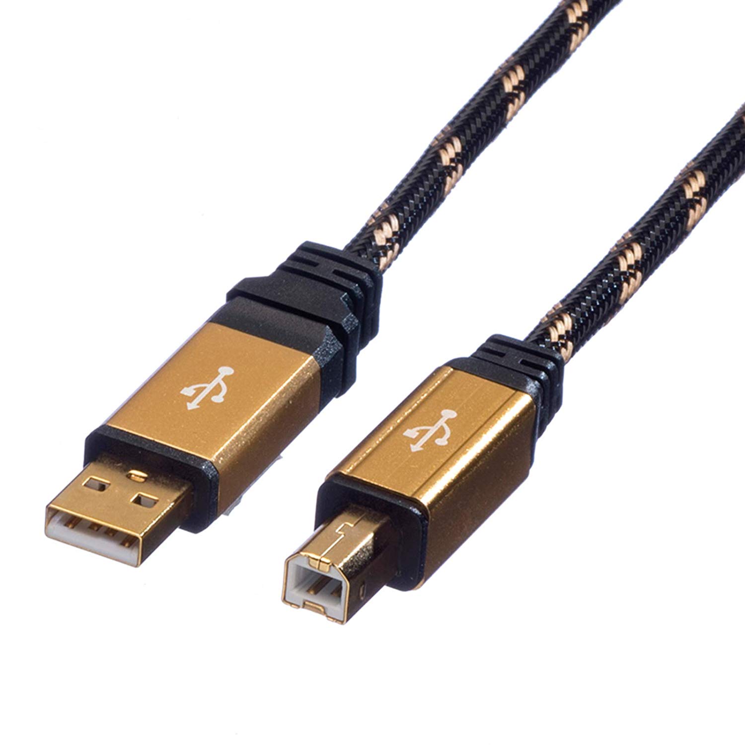 Roline GOLD USB 2.0 Cable USB 2.0 Hi-Speed cable A - B M/M 4.5 m, 4.5M, Black, Gold
