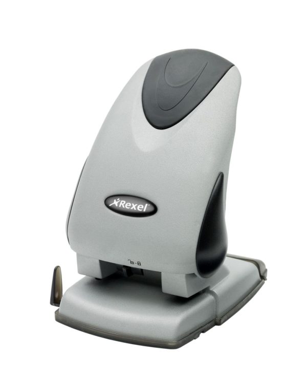 Rexel Precision 265 Heavy Duty 2 Hole Punch, 65 Sheet Capacity, Adjustable Paper Guide, Metal, Silver/Black, 2100982