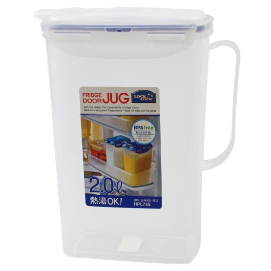 Lock & Lock HPL735 Rectangular Fridge Door Jug - Clear/Blue, 2 L
