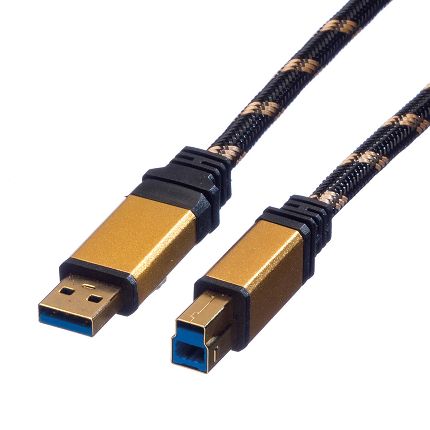 Roline GOLD USB 3.1 Gen 1 Cable USB SuperSpeed cable A - B M/M 1.8 m, 1.8m, Black, Gold