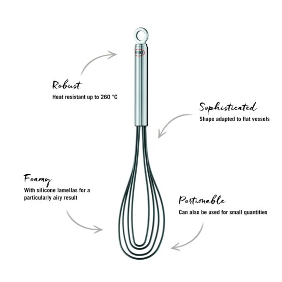 Rösle 95656 Kitchen Collection Flat Whisk, Silicone and Stainless Steel, Black - Image 3