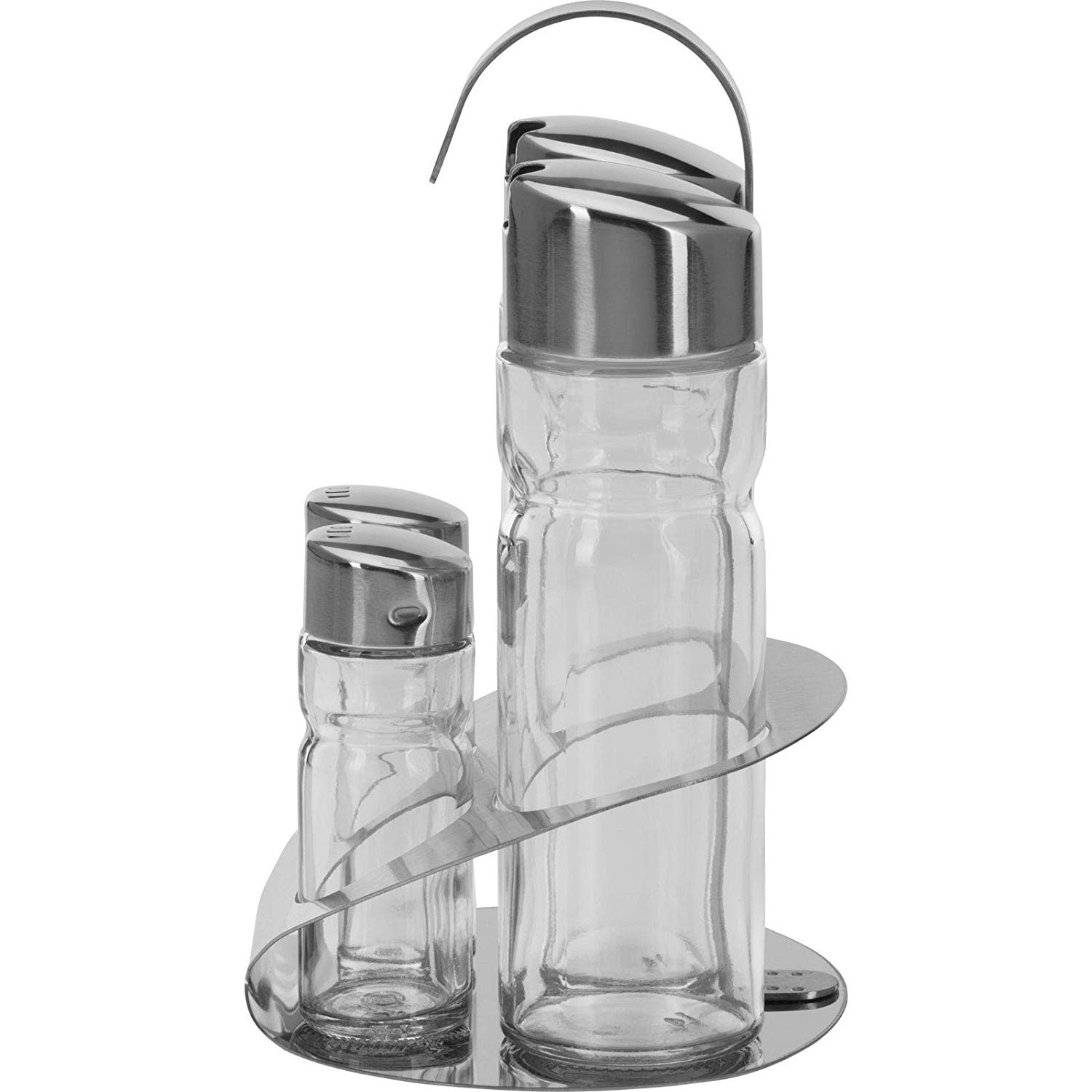 Westmark Salt, Pepper, Vinegar and Oil Caddy, 5 pieces, Volume: 2 x 40 ml / 2 x 160 ml, Stainless Steel/Glass, Wien - Image 2
