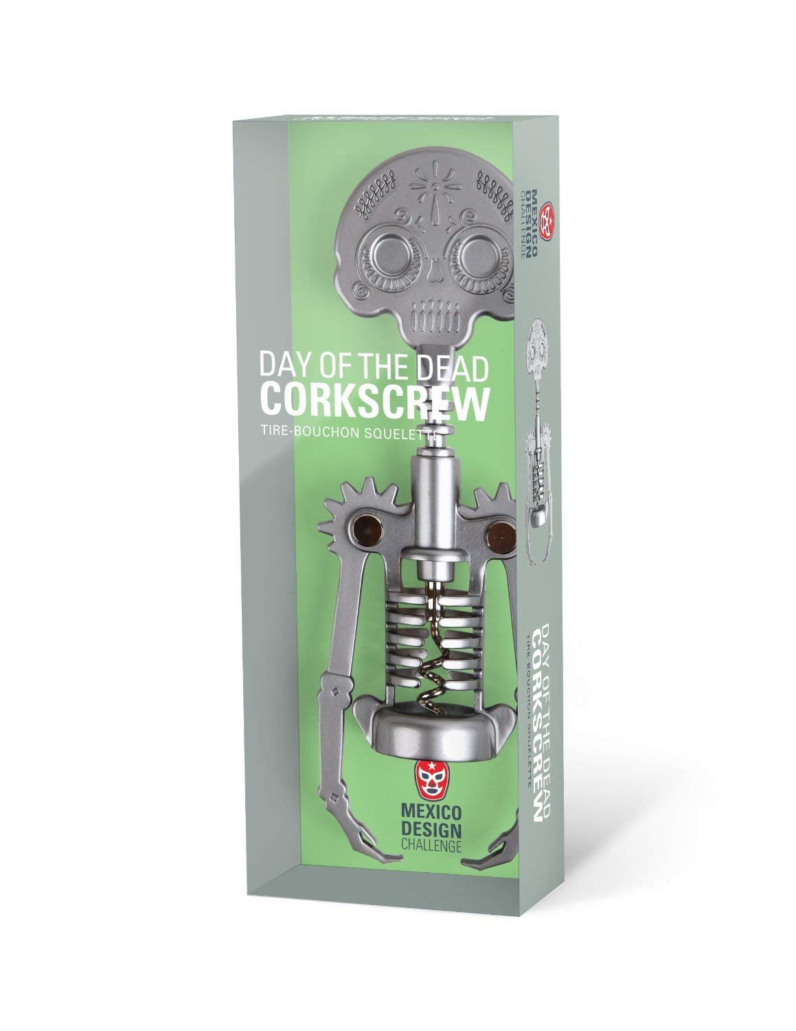 Kikkerland Zinc Alloy Steel Day of The Dead Corkscrew, Grey, CS14, Standard - Image 2