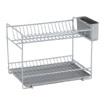 Sauvic SMALL GREY PLASTIC COATED DISH RACK, Metal, 38.5 x 25 x 28 cm