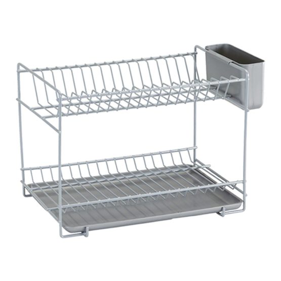 Sauvic SMALL GREY PLASTIC COATED DISH RACK, Metal, 38.5 x 25 x 28 cm