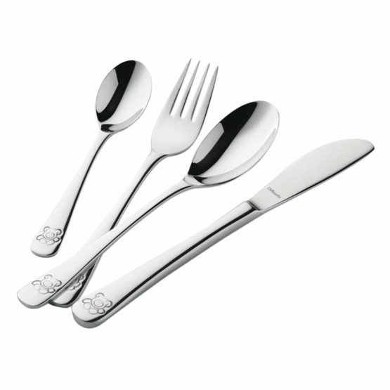 Amefa 43100G0006A40 Child's Cutlery 4-Piece in Gift Packaging Teddy Bear Design 18/10 Polished Stainless Steel