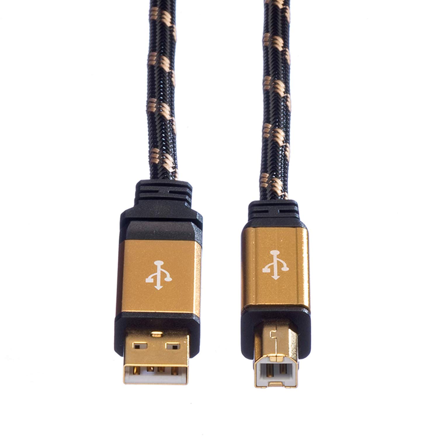Roline GOLD USB 2.0 Cable USB 2.0 Hi-Speed cable A - B M/M 3 m, 3m, Black, Gold - Image 2