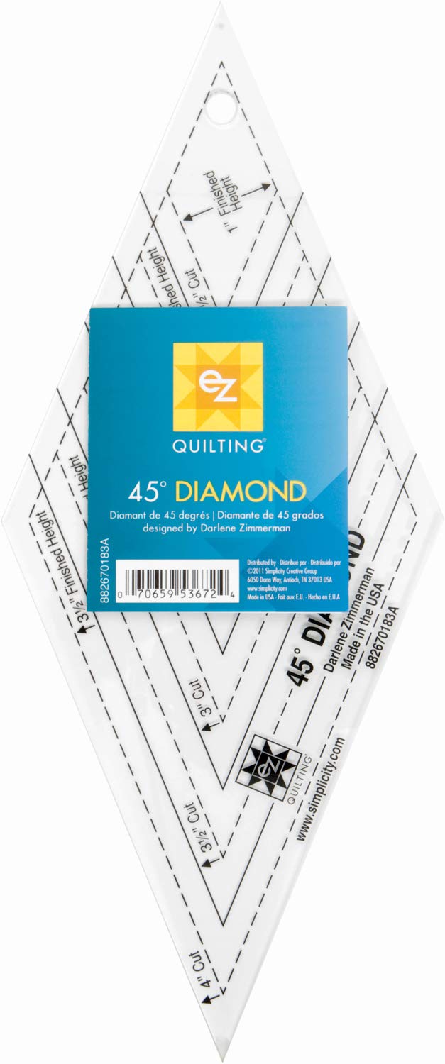 EZ Quilting 45° Diamond Acrylic Template, Original Version, 11.4 x 26.7 x 0.3 cm