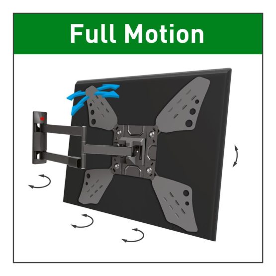 Barkan Long TV Wall Mount, 13 - 80 inch Full Motion Articulating - 4 Movement Flat / Curved Screen Bracket, Holds up to 50kg, Extremely Extendable, Fits LED OLED LCD - Image 2