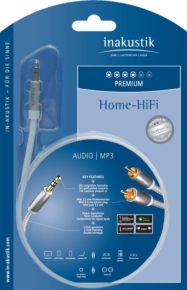 In-akustik Premium II 3.5 mm Jack Plug to 2x RCA Male 1.5 m White - Image 3