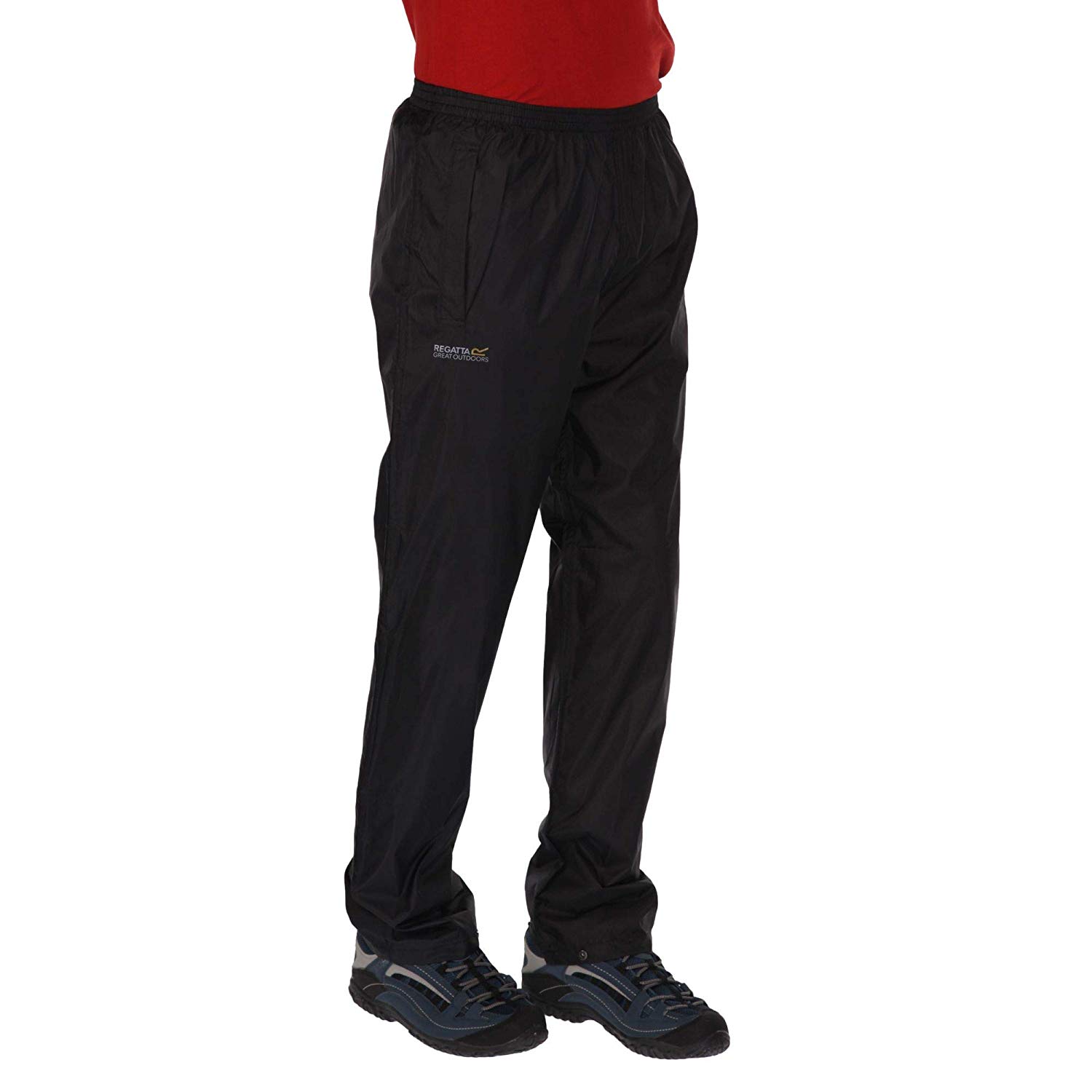 Regatta Men's Pack-it Waterproof Outdoor Overtrousers & Pack-Away Bag Hiking Lightweight Breathable Black