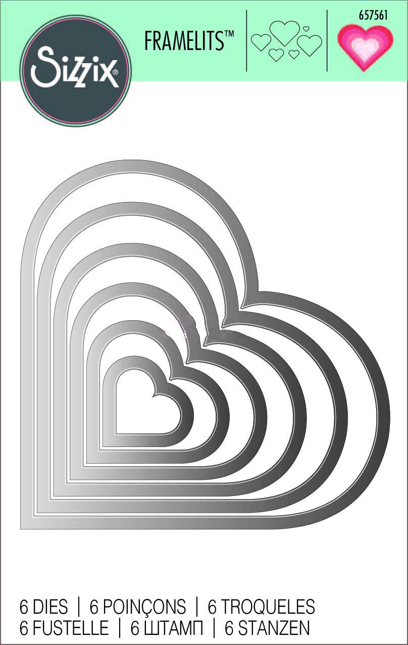 Sizzix Framelits Die Hearts, Set of 6, Multi-Colour, Multi-Colour colour - Image 3