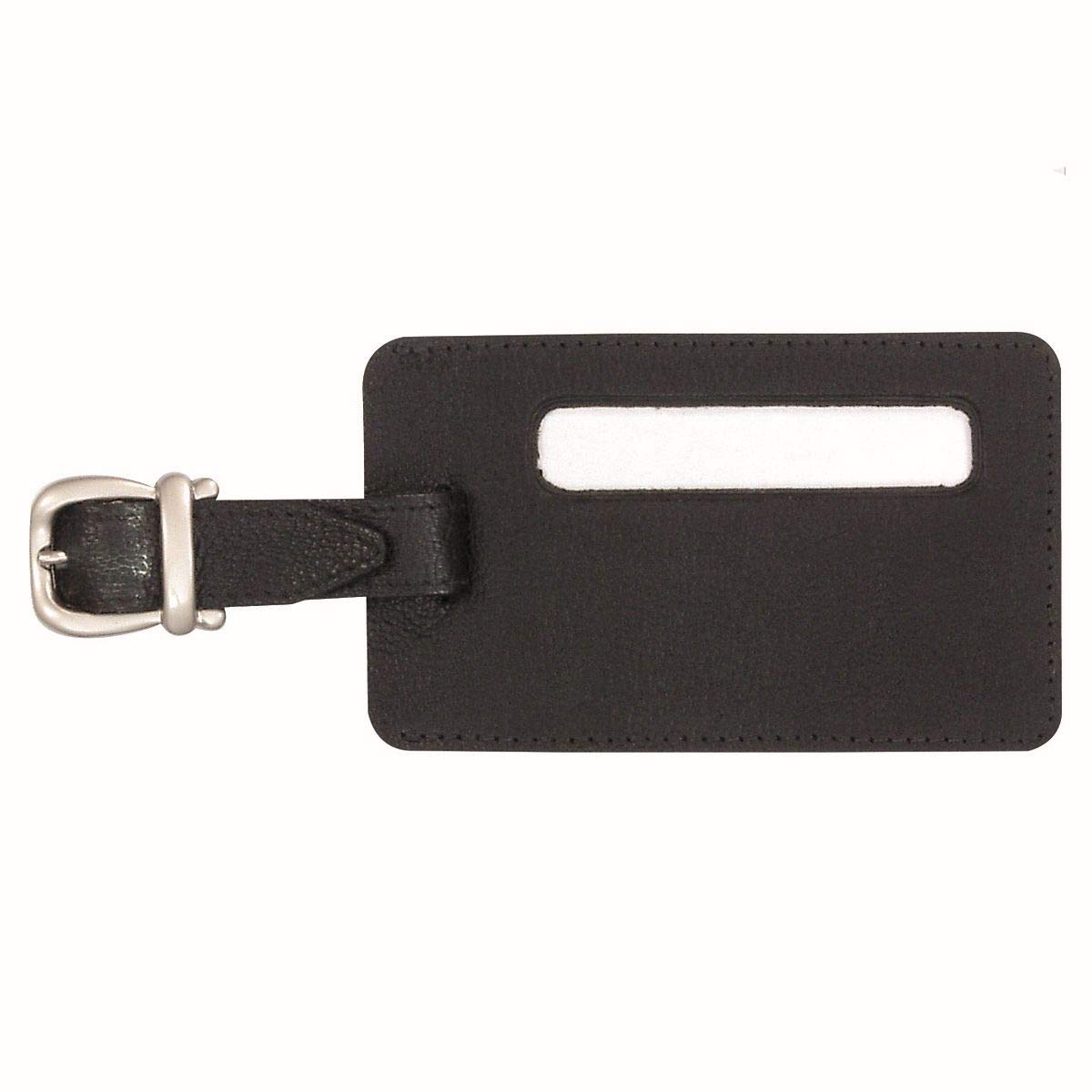 JSA Universal Leder Kofferanhänger, Gepäckanhänger mit Sichtfeld ca. 11,5 × 7 cm Luggage Tag 12 Centimeters Black (Schwarz)
